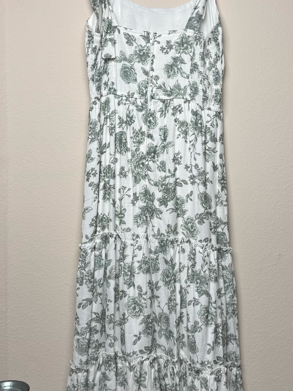 Trixxi White Maxi Dress with Sage Floral Print